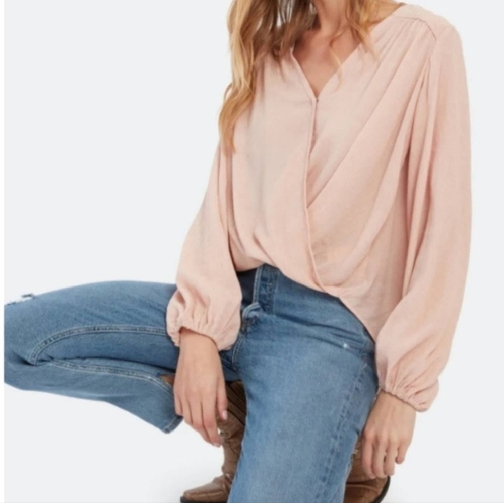 FREE PEOPLE | Long Sleeved Faux Wrap Blouse - Picture 3 of 9